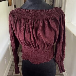 Elegant Burgundy Smocked Women's Top